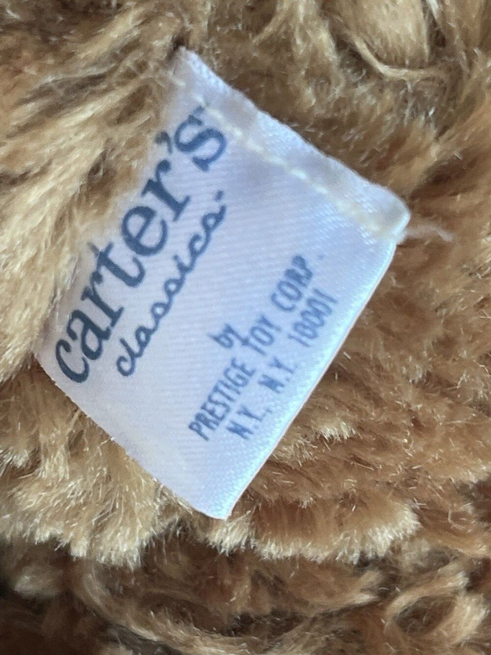Vintage Carter’s Classics  Pink Ribbon Fuzzy Teddy Bear Brown Plush Lovey RARE - Picture 8 of 12